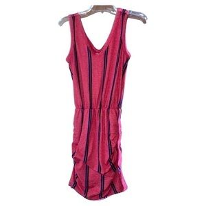 Sundry Striped Ruched Double V Neck Tank Dress USA Red Blue Size XS Brand Size 0
